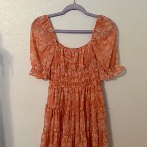 Women’s Elegant Orange Floral Dress